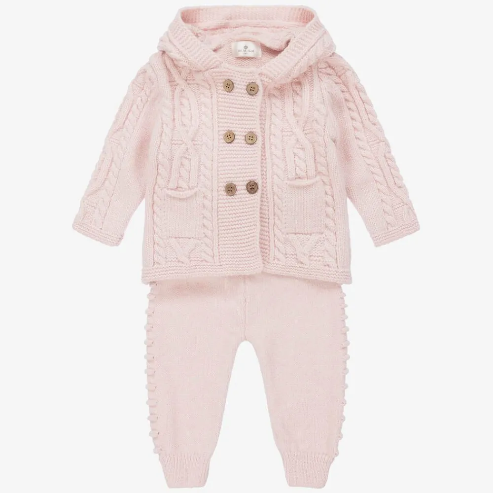 Beau KiD Outfit Sets*Pink Knitted Baby Trouser Set