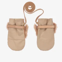 Donsje Gloves & Mittens*Pink Leather & Faux Fur Bunny Mittens