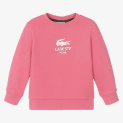 Lacoste Tops*Pink Organic Cotton Crocodile Logo Sweatshirt