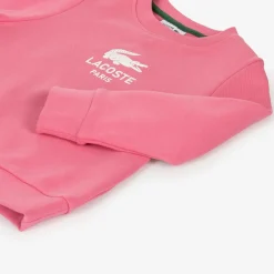 Lacoste Tops*Pink Organic Cotton Crocodile Logo Sweatshirt