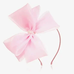 Sienna Likes To Party Hair Accessories*Pink Organza Bow Hairband