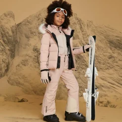 Moncler Enfant Snowwear*Pink Padded Ski Salopettes