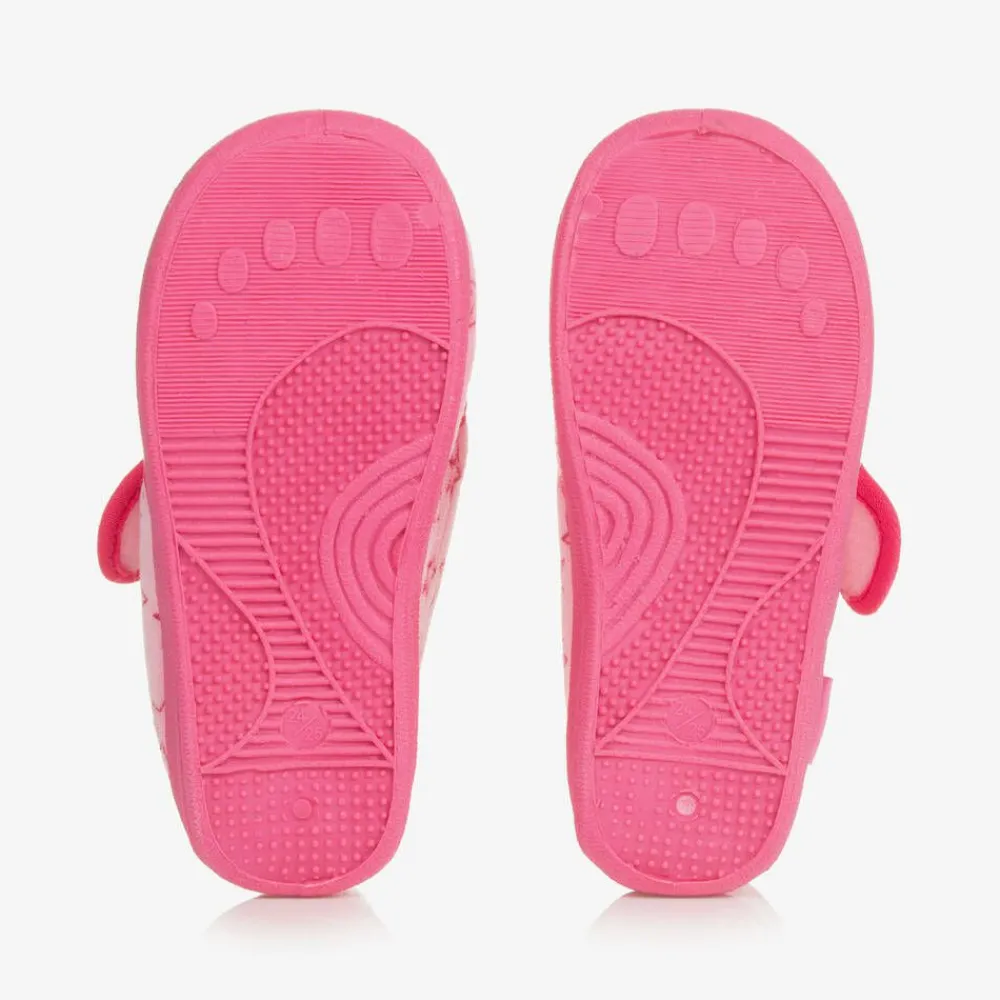 Playshoes Slippers|Slippers*Pink Star Velour Slippers