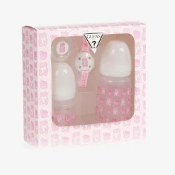Guess Gifts*Pink Teddy Bear Bottle & Dummy Set