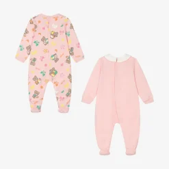 Moschino Baby Gifts|Babysuits*Pink Teddy Bear Cotton Babygrows (2 Pack)