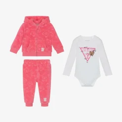 Guess Outfit Sets|Outfit Sets*Pink Velour Baby Tracksuit Set