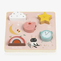 Moulin Roty Toys|Gifts*Pink Wooden Sensory Puzzle (20cm)