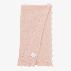 English Trousseau Blankets & Shawls*Pink Wool Knit Baby Shawl (122cm)