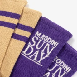 Mini Rodini Socks|Socks*Purple & Beige Organic Cotton Socks (2 Pack)
