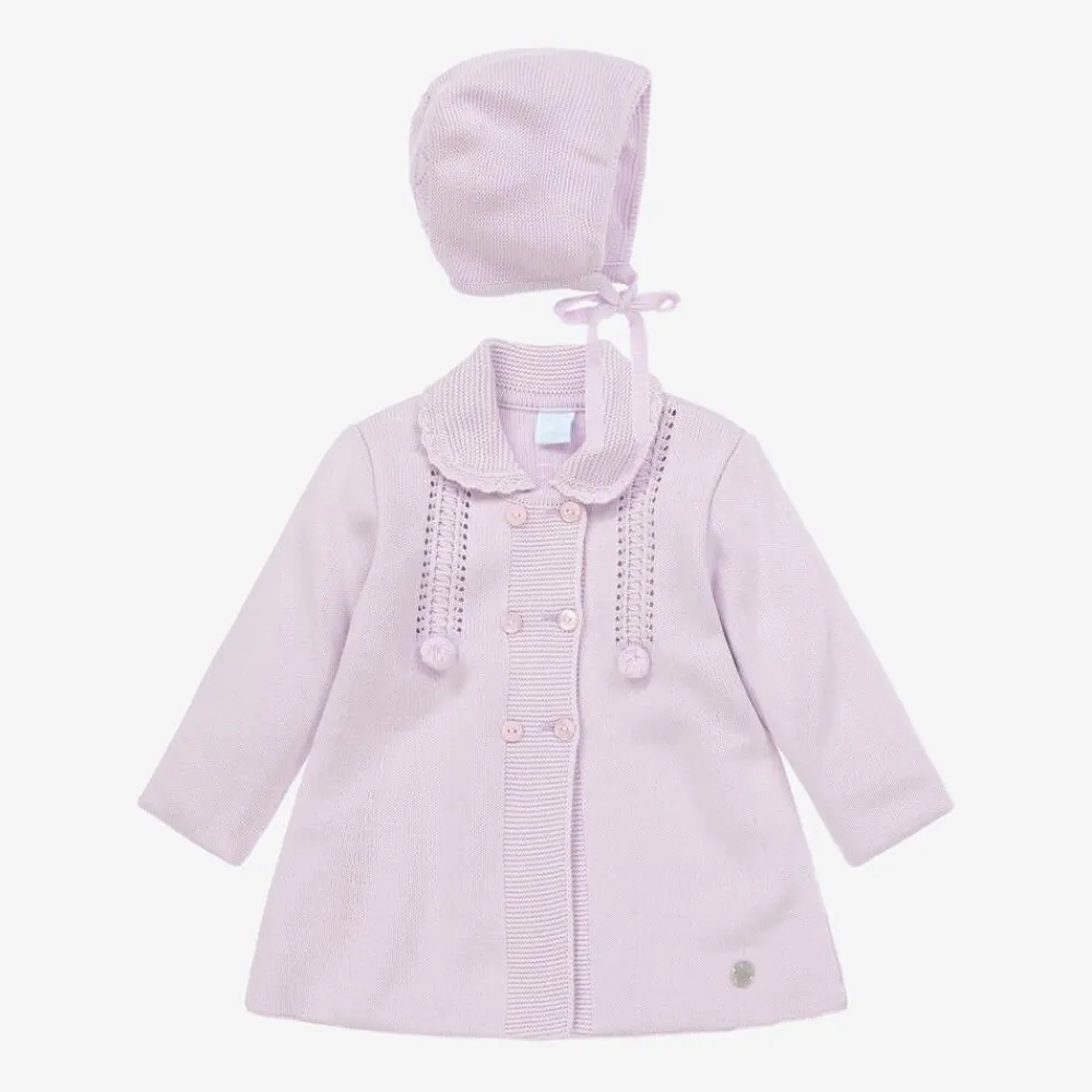 Artesanía Granlei Coats & Jackets*Purple Knitted Coat & Hat Set
