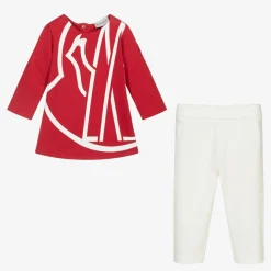 Moncler Enfant Outfit Sets*Red & Ivory Leggings Set