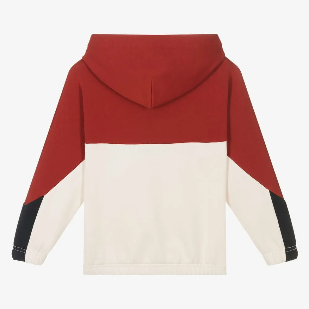 Tommy Hilfiger Tops*Red & White Cotton Color Block Hoodie