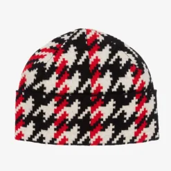 Perfect Moment Hats|Hats*Red & Black Merino Wool Houndstooth Beanie
