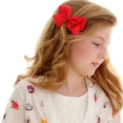 Peach Ribbons Hair Accessories*Red Bow Hair Clip (12cm)