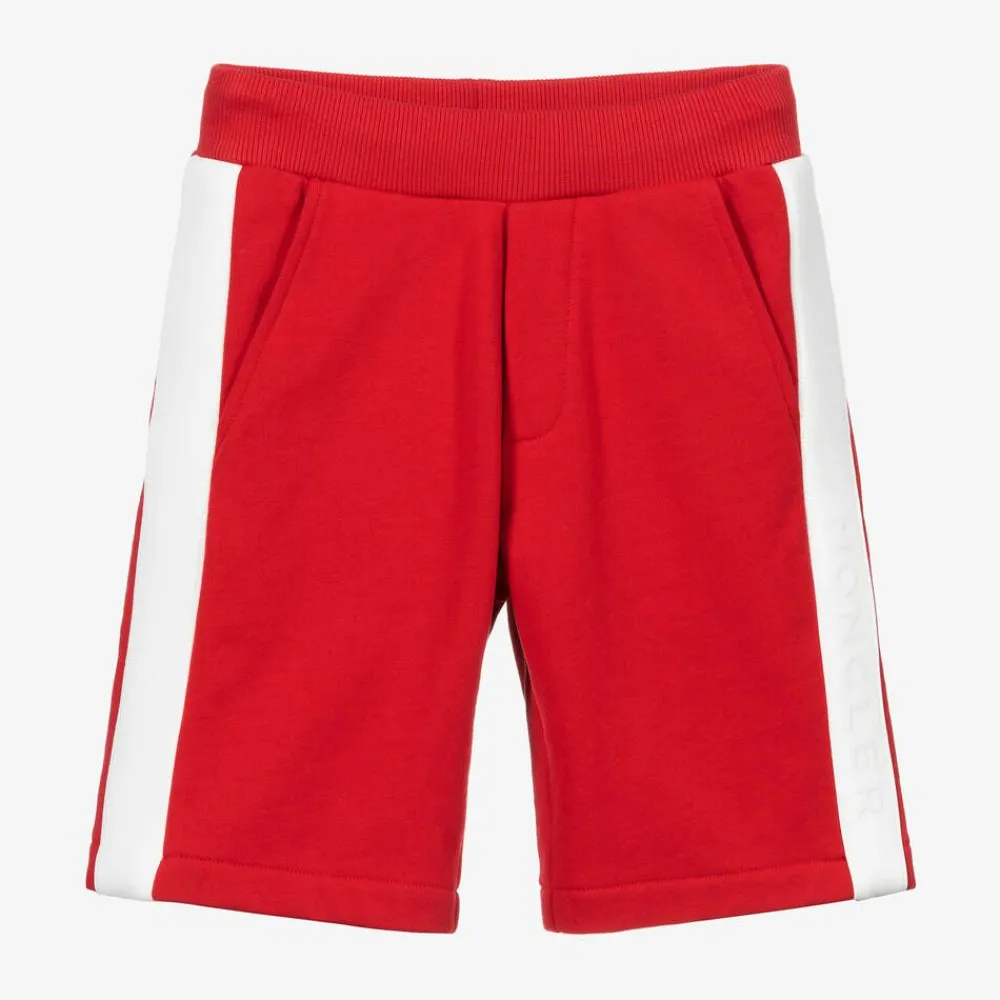 Moncler Enfant Shorts*Red Cotton Logo Shorts
