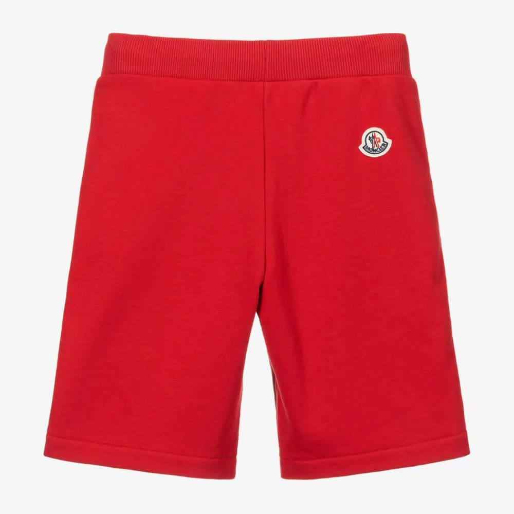 Moncler Enfant Shorts*Red Cotton Logo Shorts