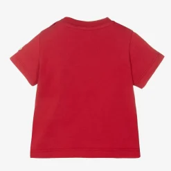 Moncler Enfant Tops*Red Cotton Mammoth Logo T-Shirt