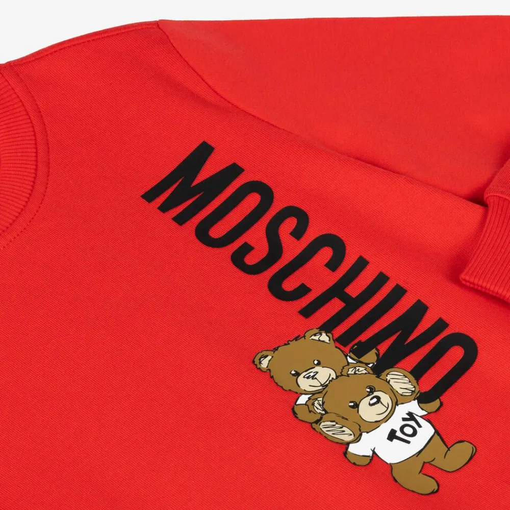 Moschino Kid-Teen Tops*Red Cotton Teddy Bear Sweatshirt