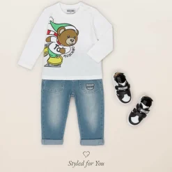 Moschino Baby Tops*Red Cotton Teddy Bear Sweatshirt