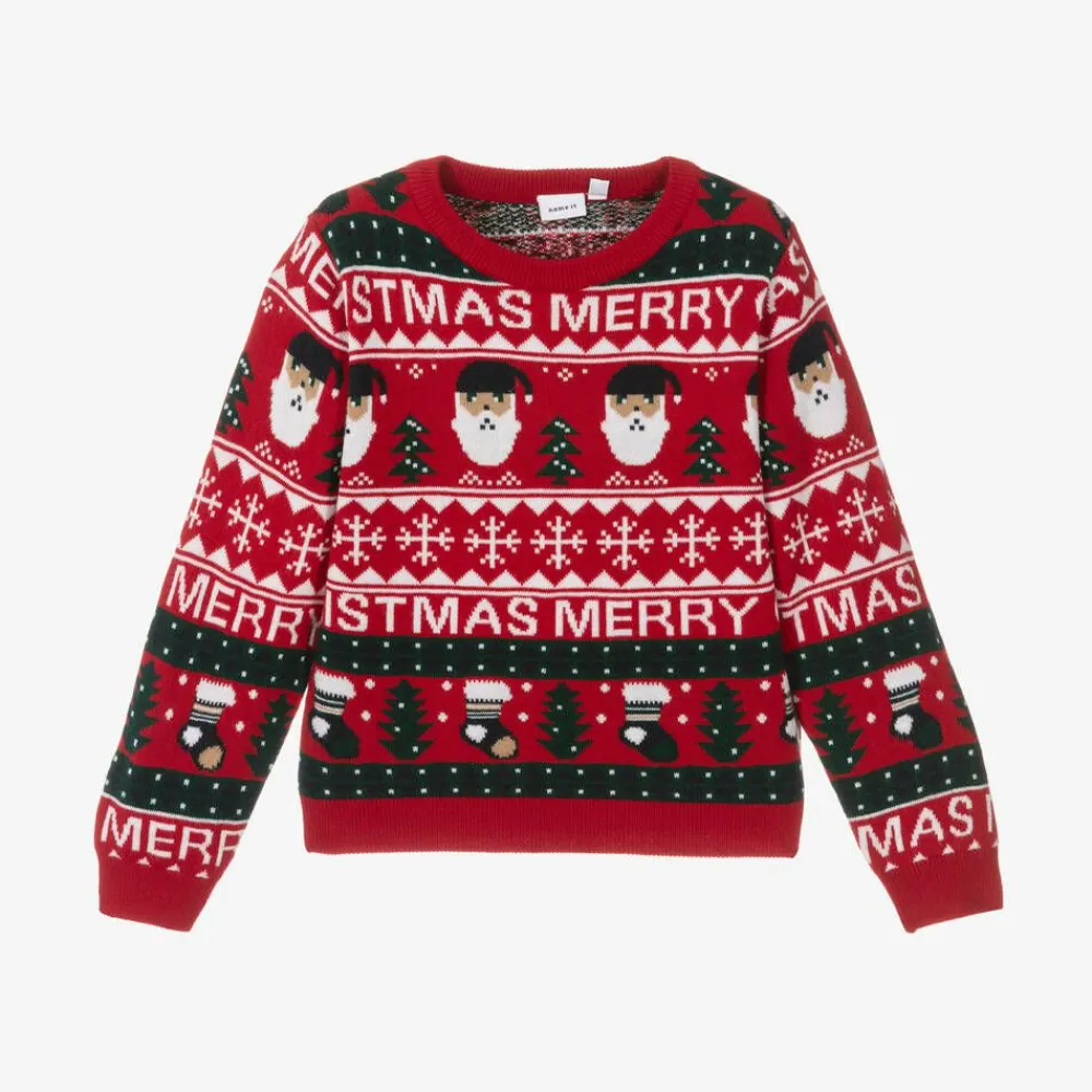 NAME IT Tops*Red Festive Knitted Sweater