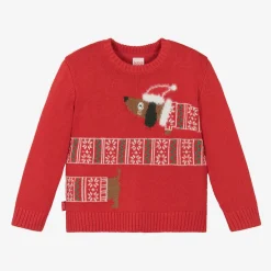 Boboli Tops*Red Knitted Festive Dog Sweater