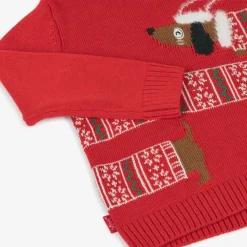 Boboli Tops*Red Knitted Festive Dog Sweater