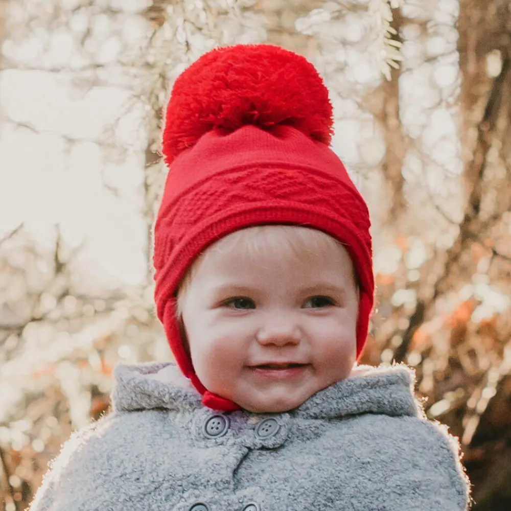 Sätila of Sweden Hats|Hats*Red Malva Knitted Giant Pom-Pom Beanie