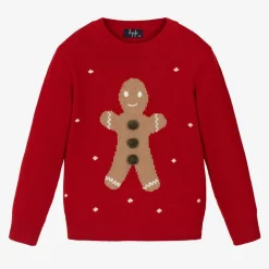 Il Gufo Tops*Red Merino Wool Gingerbread Sweater