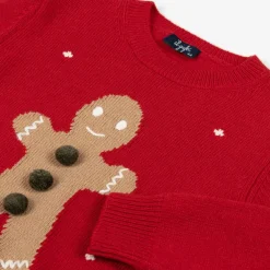 Il Gufo Tops*Red Merino Wool Gingerbread Sweater