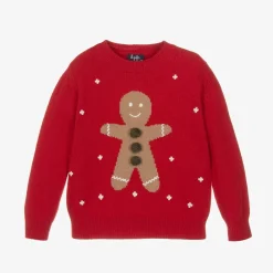 Il Gufo Tops*Red Merino Wool Gingerbread Sweater