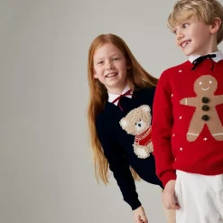 Il Gufo Tops*Red Merino Wool Gingerbread Sweater