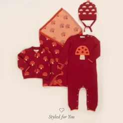 The Bonniemob Tops*Red Organic Cotton & Cashmere Cardigan