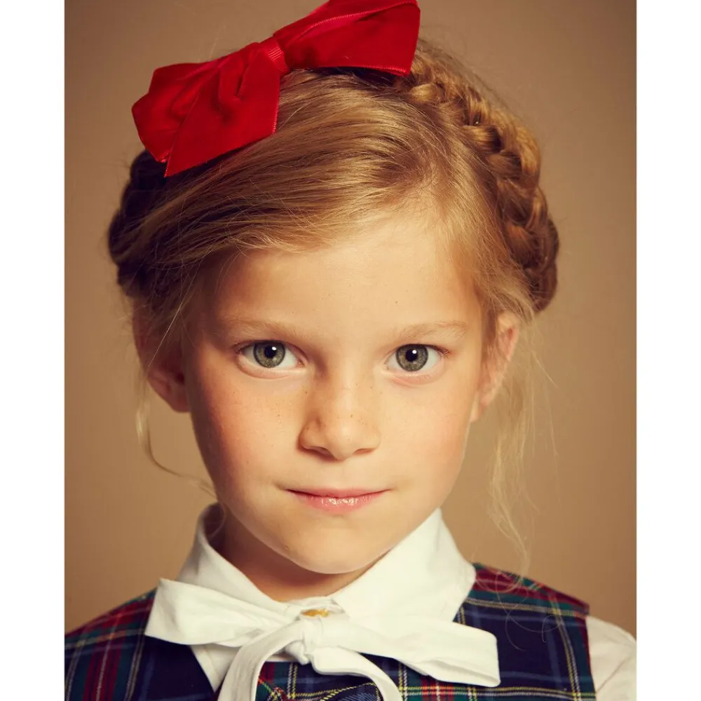 Peach Ribbons Hair Accessories*Red Velvet Bow Clip (12cm)