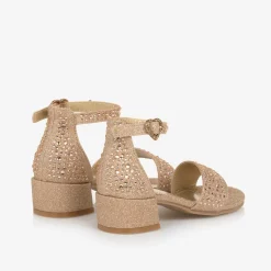 Angels Face Sandals|Sandals*Rose Gold Diamante Heeled Sandals Silver