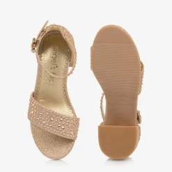 Angels Face Sandals|Sandals*Rose Gold Diamante Heeled Sandals Silver