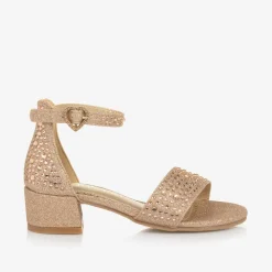 Angels Face Sandals|Sandals*Rose Gold Diamante Heeled Sandals Silver