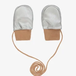 Elodie Gloves & Mittens|Gloves & Mittens*Silver Faux Leather Baby Mittens