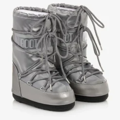 Moon Boot Snow Boots|Snow Boots*Silver Icon Glance Satin Snow Boots