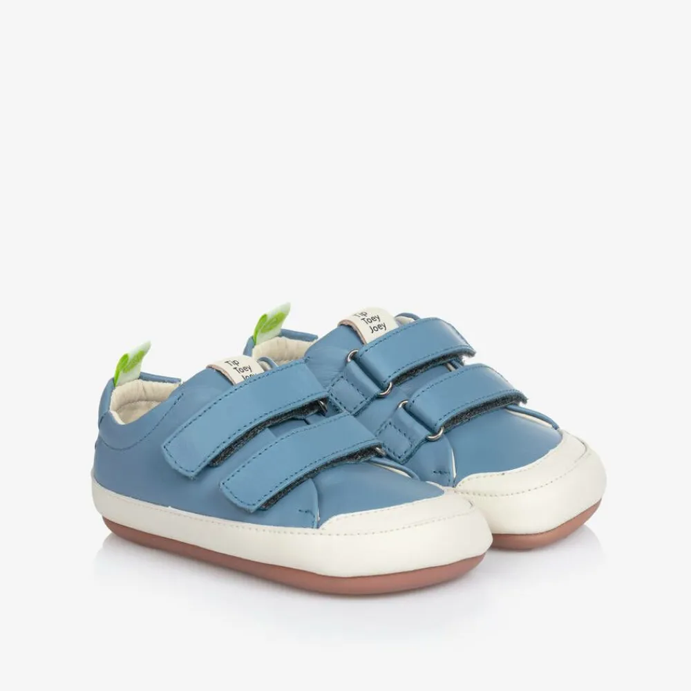Tip Toey Joey Trainers|Trainers*Sky Blue Leather Velcro Trainers