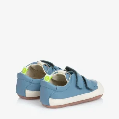 Tip Toey Joey Trainers|Trainers*Sky Blue Leather Velcro Trainers