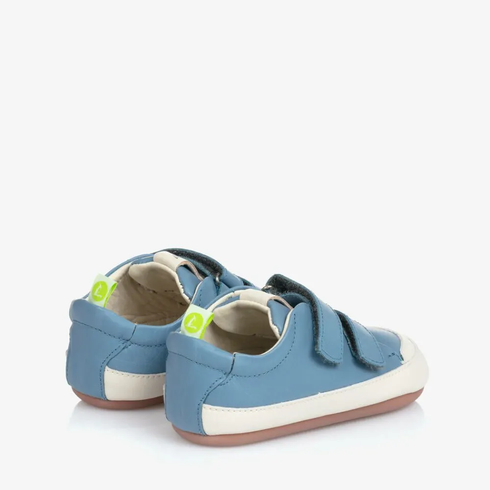 Tip Toey Joey Trainers|Trainers*Sky Blue Leather Velcro Trainers