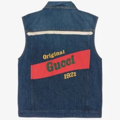 Gucci Coats & Jackets|Coats & Jackets*Teen Blue Embroidered Denim Gilet