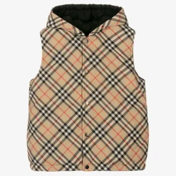 Burberry Coats & Jackets*Teen Boys Beige Vintage Check Reversible Gilet ArchiveBeige