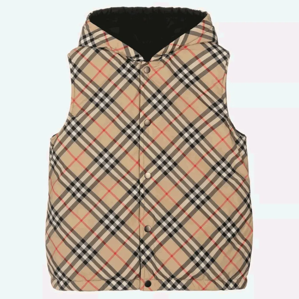 Burberry Coats & Jackets*Teen Boys Beige Vintage Check Reversible Gilet ArchiveBeige