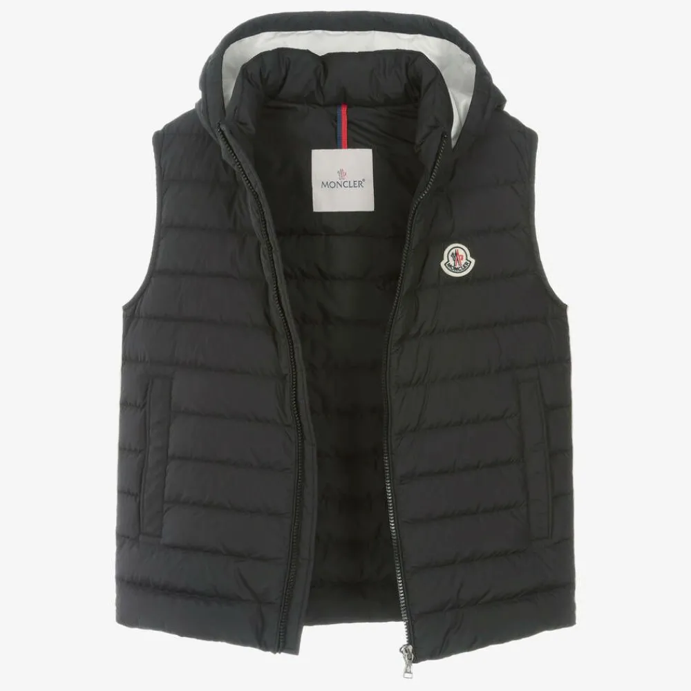 Moncler Enfant Activewear*Teen Boys Black Down Kamaria Gilet