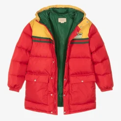 Gucci Coats & Jackets*Teen Boys Red & Yellow Hooded Puffer Coat