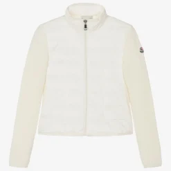 Moncler Enfant Coats & Jackets*Teen Girls Ivory Knit & Down-Fill Jacket