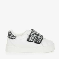 Dolce amp; Gabbana Trainers*White & Black Leather Baby Trainers