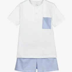 Babidu Nightwear*White & Blue Short Pyjamas
