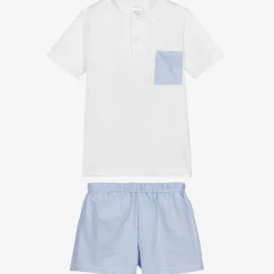Babidu Nightwear*White & Blue Short Pyjamas